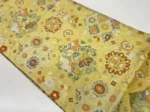 華紋に草花模様織出し袋帯